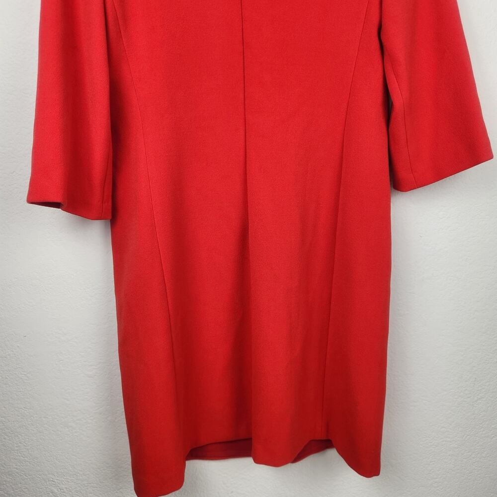 Blumarine Red Shift Dress Rhinestone Neckline 3/4 Sleeve Size 6 NWT Pockets - Picture 7 of 12